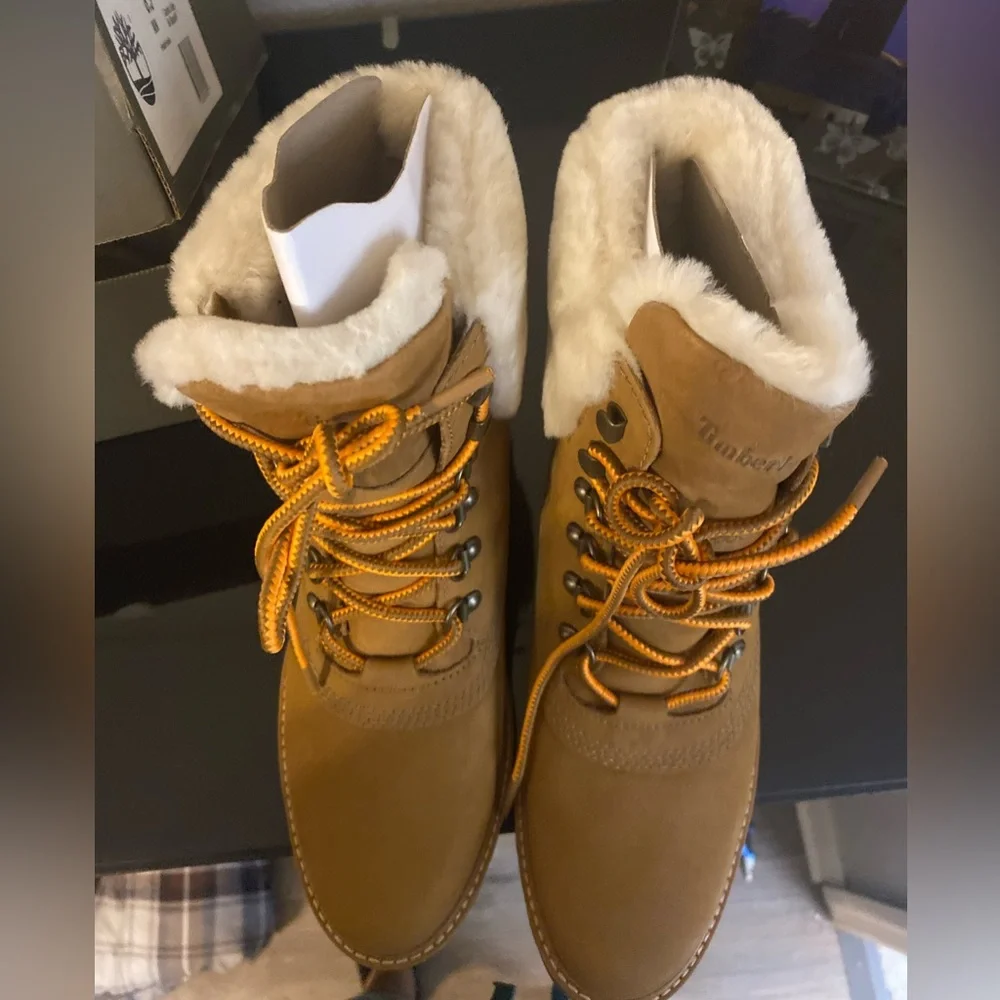 Timberland Women's Courmayeur Valley 6-Inch Waterproof Faux-Fur Boots.